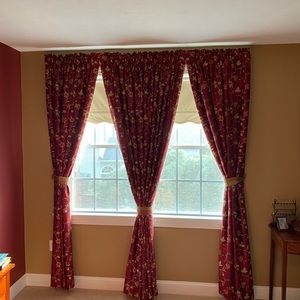 Custom curtains-silk taffeta-embroidered-lined